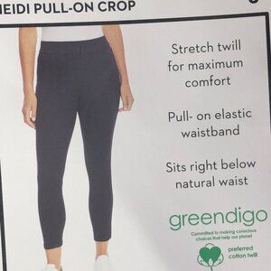 NINE WEST HEIDI PULL- ON CROP‎ BLACK STRETCH TWILL PANTS 8 NWT